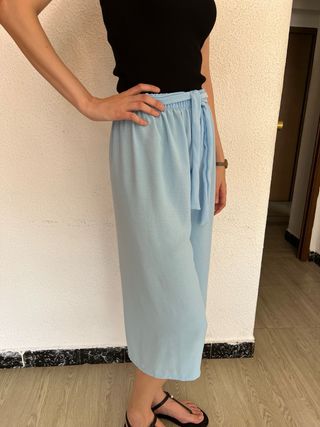 Pantalón ancho azul claro M mujer