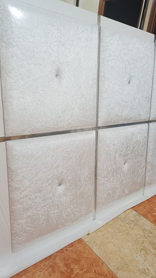 Cabecero blanco terciopelo 6 paneles