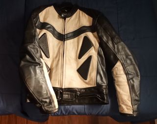 Cazadora cuero moto hombre bicolor