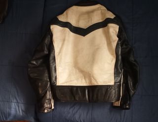 Cazadora cuero moto hombre bicolor