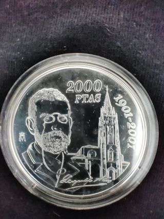 Moneda Plata 2000 Ptas 2001 Clarín 