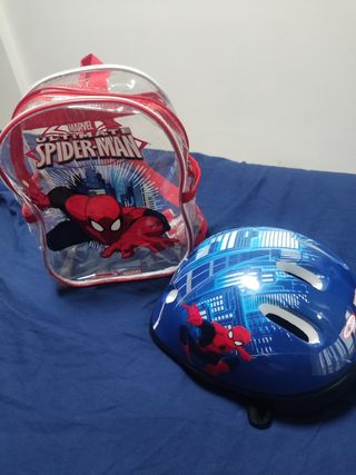 Casco y mochila Spiderman