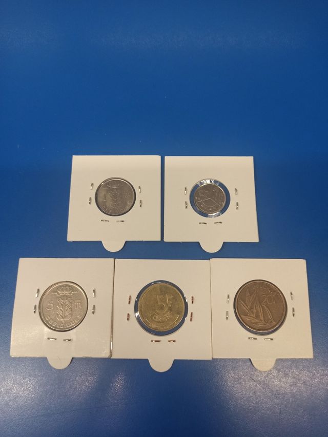 Monete del Belgio (1, 5, 20 franchi)