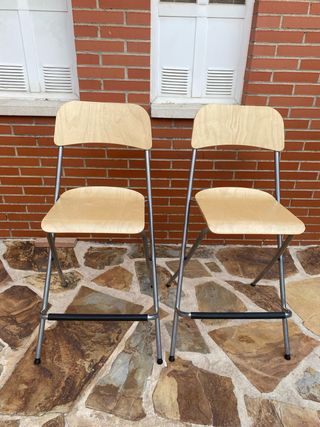2 Taburetes plegables madera metal