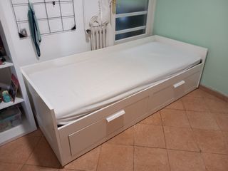 Cama blanca individual c/ cajones