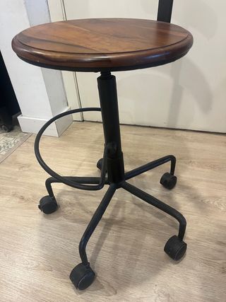 Taburete vintage madera y hierro fundido