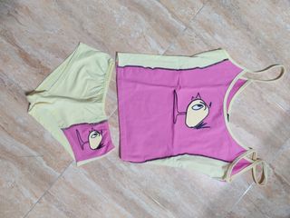 Pijama verano talla S - rosa y amarillo
