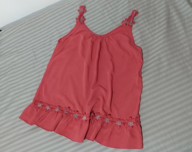 Blusa coral estampada flores plata
