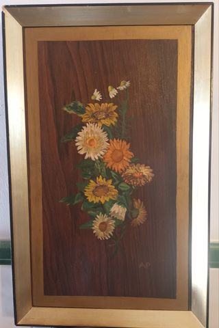 Pintura madera con autor Palentino de 1963