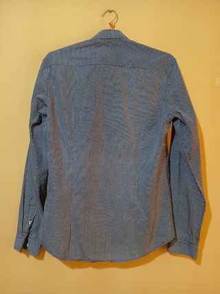 Camisa caballero estampada azul-blanca