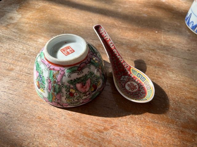 Cuenco y cuchara porcelana china
