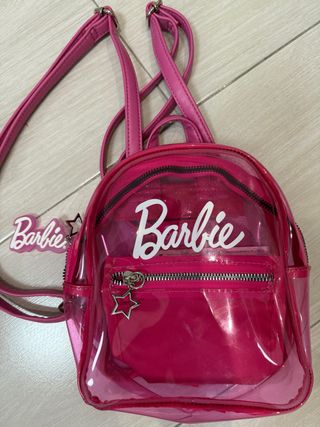 Mochila Barbie rosa transparente