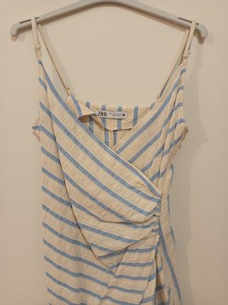 Vestido Zara rayas azul beige