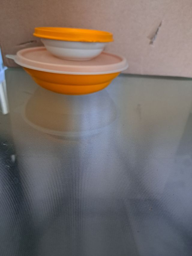 2 Ciotoline Tupperware Vintage Arancio e Bianco