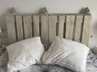 Cabecero cama palé blanco/ gris para cama de 150