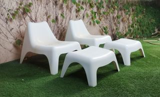 Conjunto sillones de jardín con reposapiés