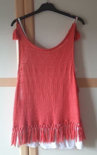 2 camisetas tirantes verano coral y blanca