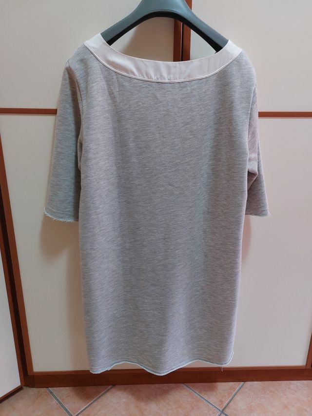 Maglia pizzo bianca e grigio 