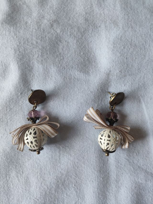 Pendientes vintage | beige, marrón