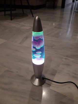 Lámpara lava azul y plata