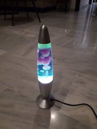 Lámpara lava azul y plata