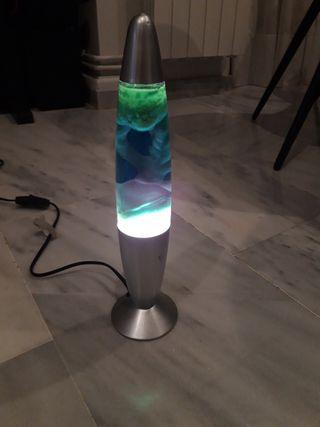 Lámpara lava azul y plata