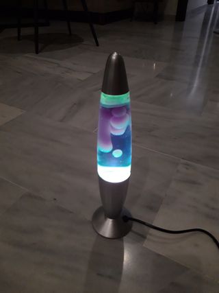 Lámpara lava azul y plata