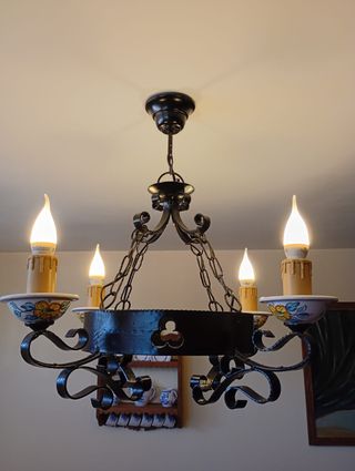 Lámpara forja rústica 4 luces