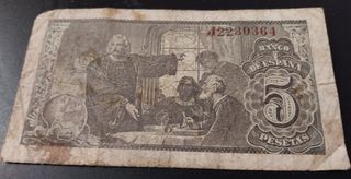 Billete 5 Ptas. Año 1943