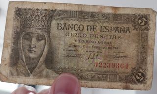 Billete 5 Ptas. Año 1943