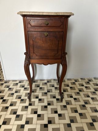 Mesilla antigua de madera y mármol  para restaurar