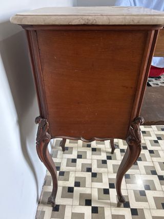 Mesilla antigua de madera y mármol  para restaurar