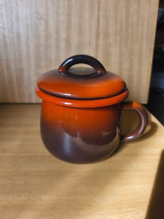 Pentola smalto vintage - Arancione Marrone