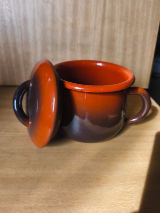 Pentola smalto vintage - Arancione Marrone
