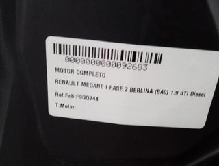 92683 f9qq744 motor completo renault megane i fase