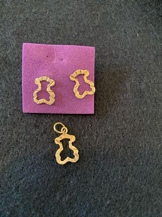 Pendientes y dije oso - Plata 925
