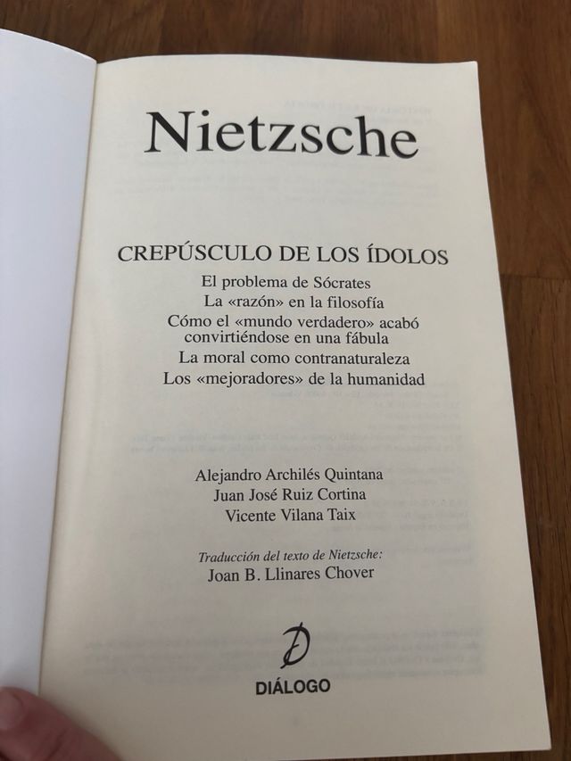 Nietzsche. Crepúsculo de los ídolos. Dialogo.