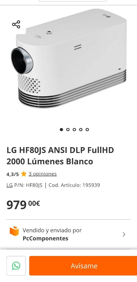 Proyector LG HF80JS - FullHD (sin la caja)