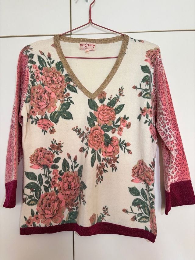 Jersey RENÉ DERHY flores beige-rosa