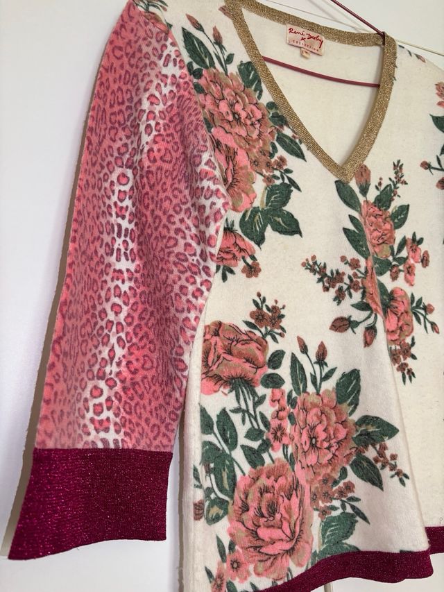 Jersey RENÉ DERHY flores beige-rosa