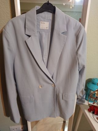 Chaqueta blazer azul & blusa estampada