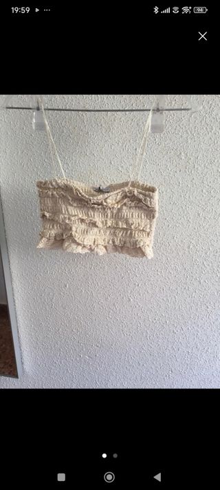 Top crochet beige - crop