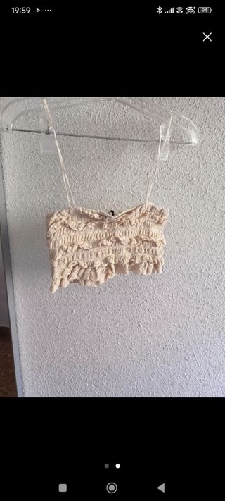 Top crochet beige - crop