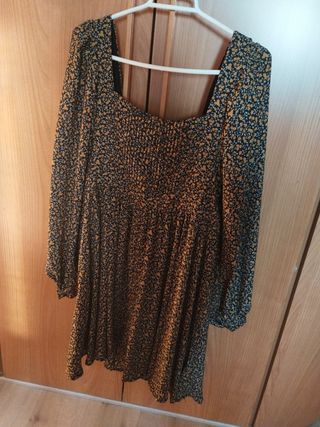Vestido Mango S - Negro c/ flores