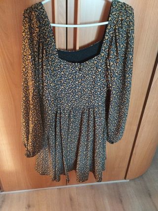 Vestido Mango S - Negro c/ flores