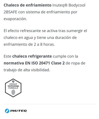 Chaleco INUTEQ Bodycool 2Bsafe