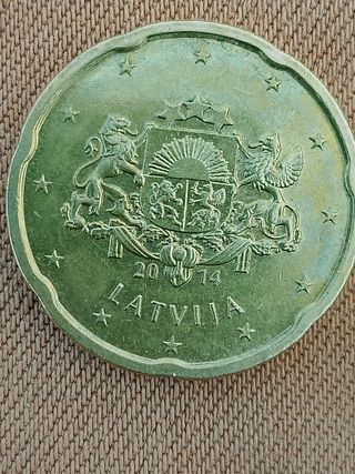 Moneda 20 céntimos euro Letonia 2014