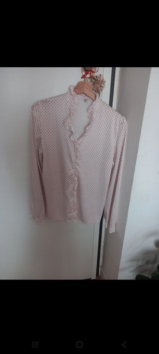 Camicia a pois bianca e rossa