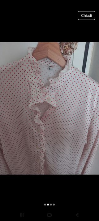 Camicia a pois bianca e rossa