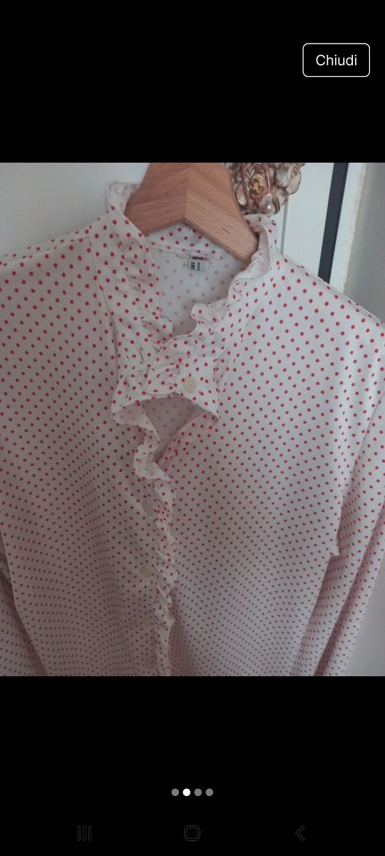 Camicia a pois bianca e rossa